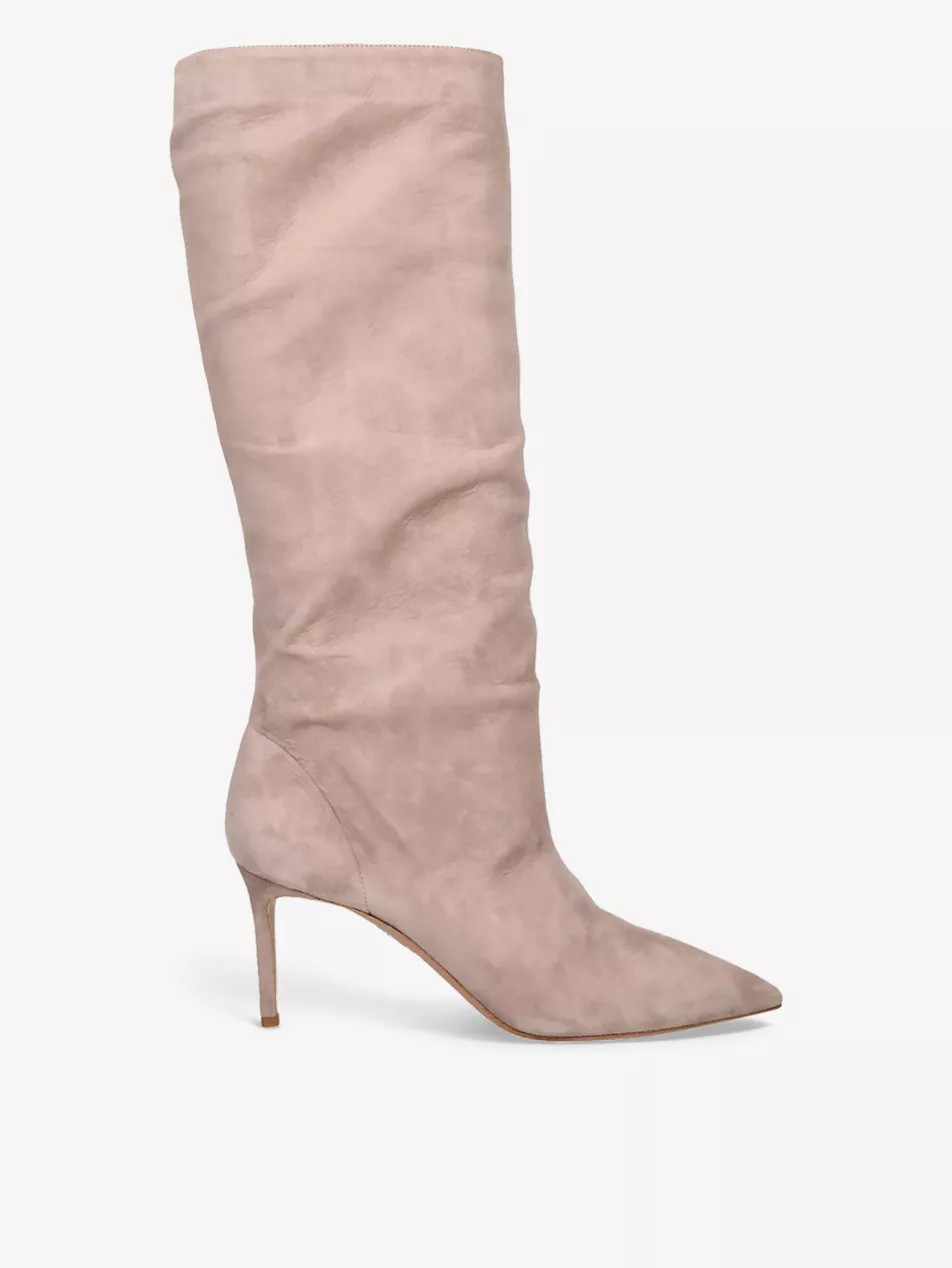 Matignon 75 knee-high suede heeled boots | Selfridges