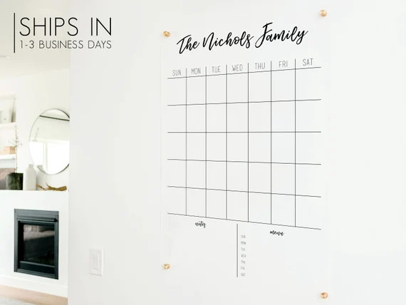 Dry Erase Acrylic Calendar Personalized With Family Name - Etsy | Etsy (US)