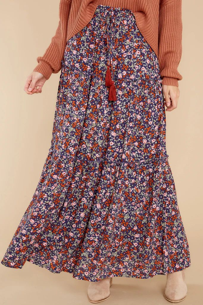 Wildflower Dreams Navy Floral Print Maxi Skirt | Red Dress 