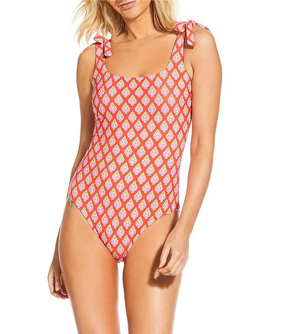 A Loves A Reversible Rio Flower Tie Shoulder Scoop Neck One Piece Swimsuit | Dillard's | Dillard's