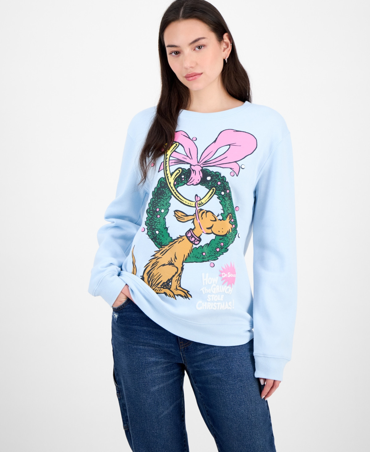 Love Tribe Juniors' Max The Grinch Holiday Graphic Sweatshirt - Baby Blue | Macy's