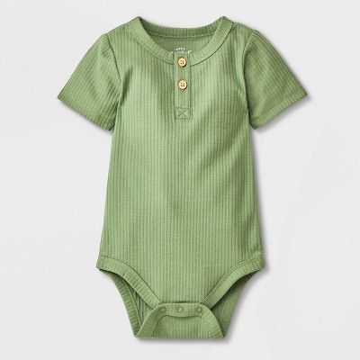 Baby Boys' Henley Bodysuit - Cat & Jack™ Green Newborn | Target