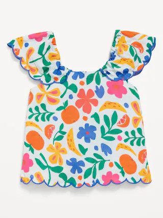Printed Short-Sleeve Scallop-Trim Top for Toddler Girls | Old Navy (US)
