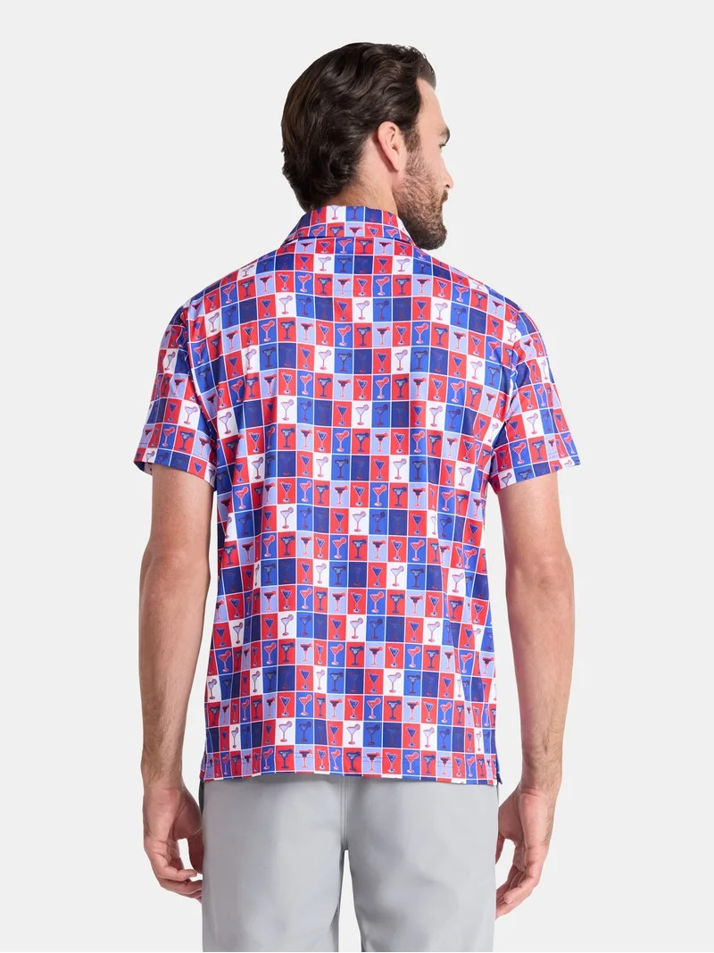 Birdie Bound Men's and Big & Tall Men's Cocktails Print Polo Golf Shirt, Sizes XS-4XLT | Walmart (US)