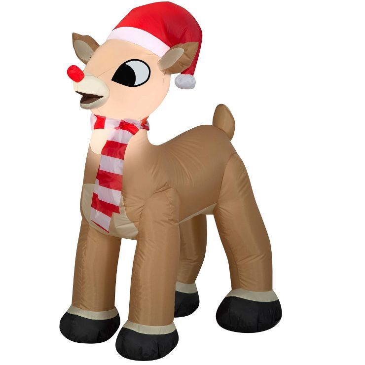 3.5' Rudolph the Red-Nosed Reindeer with Santa Hat and Scarf Inflatable Christmas Decoration | Target