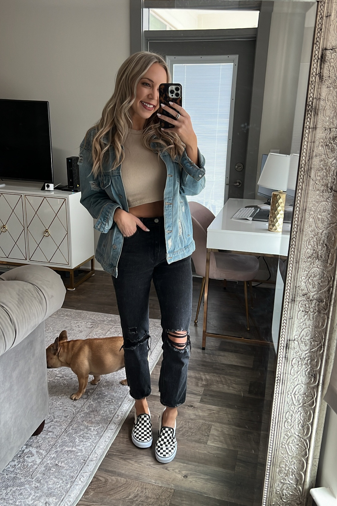 Fall outfit, checkered vans sneakers 