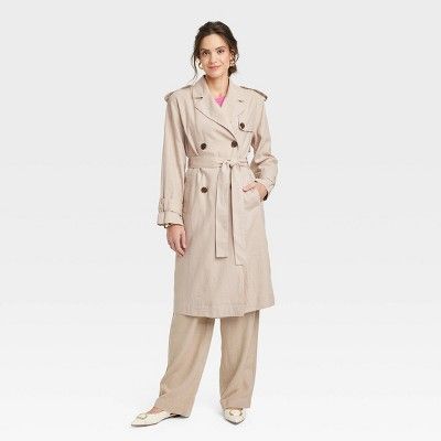 Women's Linen Trench Coat - A New Day™ Tan XS | Target