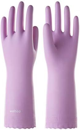 Wahoo PVC Dishwashing Cleaning Gloves, Skin-Friendly, Reusable Kitchen Gloves with Cotton Flocked Li | Amazon (US)
