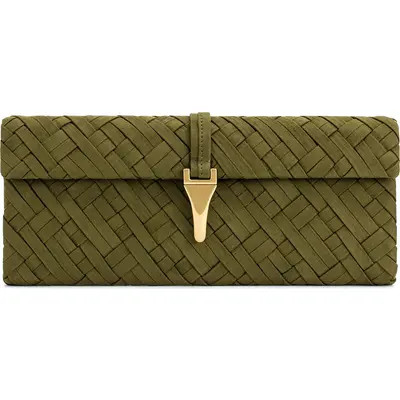JW PEI Zaria Woven Clutch in Dark Olive at Nordstrom | Nordstrom