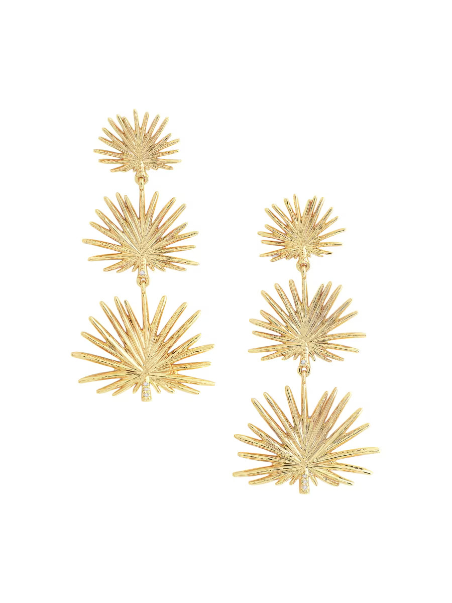 Palm 18K-Gold-Plated & Cubic Zirconia Triple-Drop Earrings | Saks Fifth Avenue