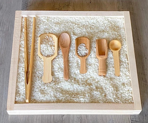 Small Sensory Bin Wooden Scoops Tools Set of 6 for Toddlers - Please Read Dimensions | Etsy (US)