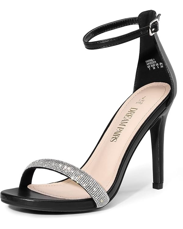 DREAM PAIRS Women's High Heels Flower Ankle Strap Stilettos Round Open Toe Dressy Sexy Sandals | Amazon (US)