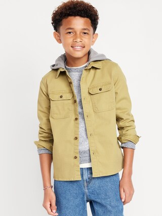 Long-Sleeve Hooded Utility Twill Shirt for Boys | Old Navy (US)