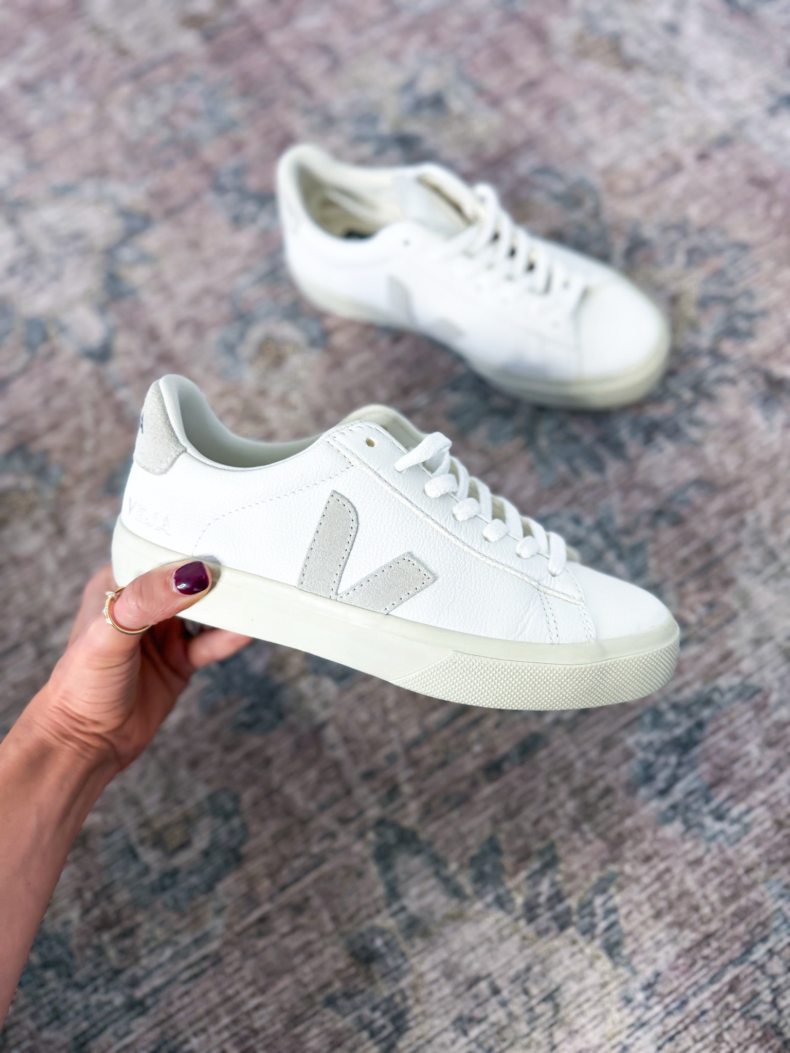 Sneakers I’m excited to wear in 2026! White sneakers. Travel shoes. Travel sneakers. European style. Veja campo - size down if you’re a half size. I’m a 6.5 and do a 37 in these. 