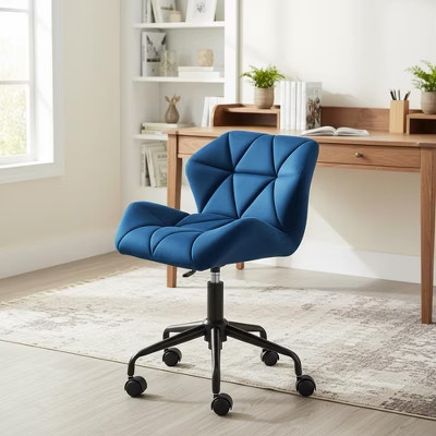 Homy Casa Adjustable Swivel Office Chair with Cushioned Velvet Seat for Home Office or Bedroom, Blue | Target