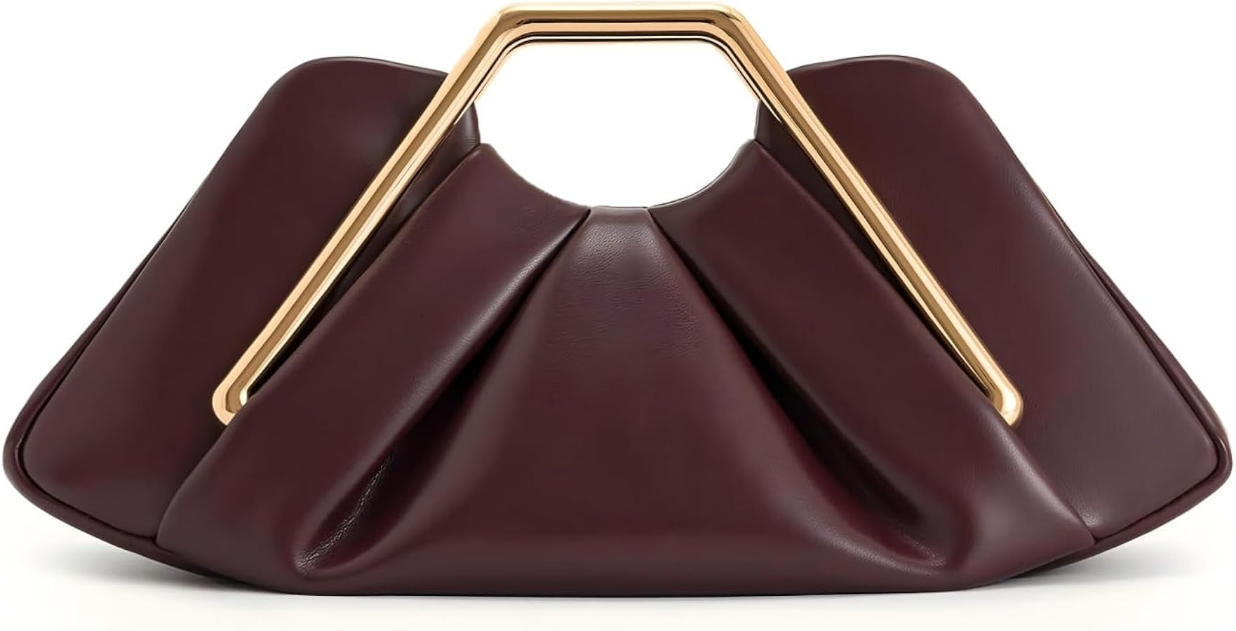 Women's Ruched Cloud Dumpling Clutch Purse with Geometric Metal Handle, Vintage Evening Bag for W... | Amazon (US)