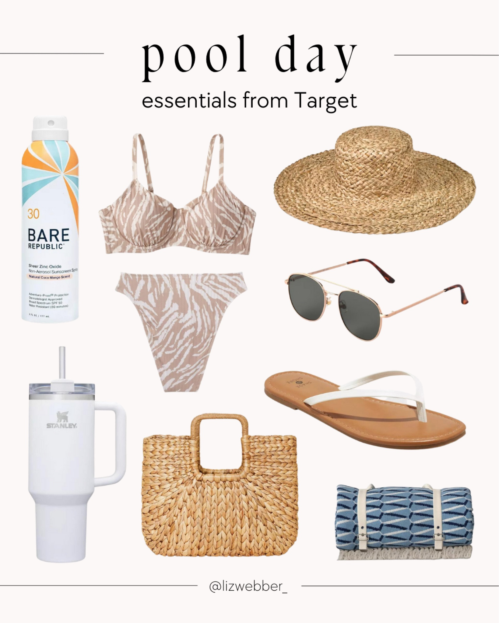 Pool day essentials from Target! 🏝️👙☀️

Straw bag, straw hat, Target finds, Target swim, Stanley tumbler, mineral sunscreen, Target accessories, summer essentials, beach essentials, pool day 

#LTKSeasonal #LTKstyletip #LTKFind