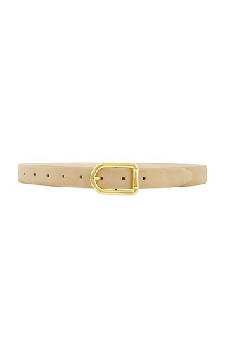 DEHANCHE Mija Suede Belt in Beige & Gold - Creme. Size S (also in XS, M, L). | FWRD 