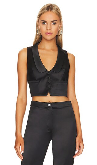 Nyah Satin Vest in Black | Revolve Clothing (Global)