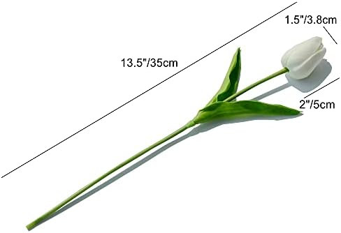 Mandy's 28pcs White Flowers Artificial Tulip Silk Flowers 13.5" for Home Kitchen Wedding Decorati... | Amazon (US)