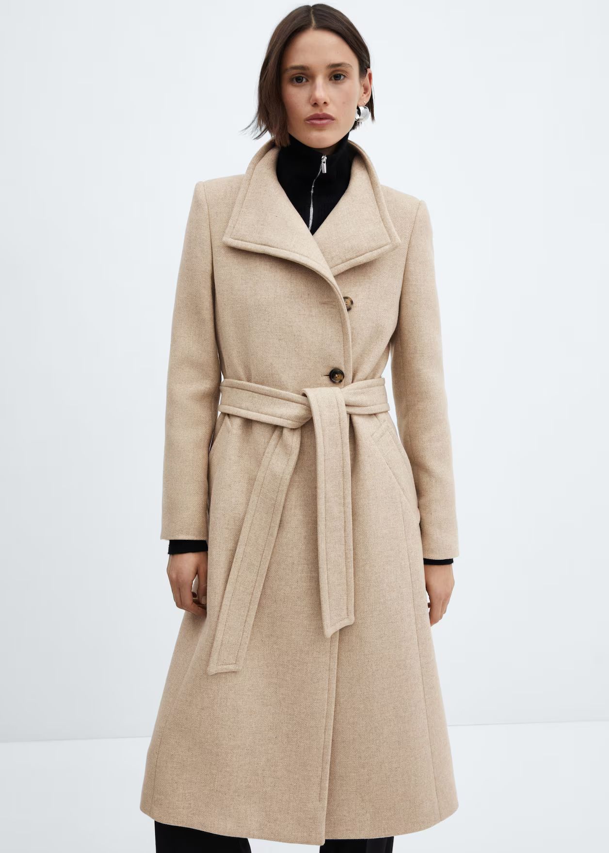 Woolen coat with belt -  Women | Mango USA | MANGO (US)