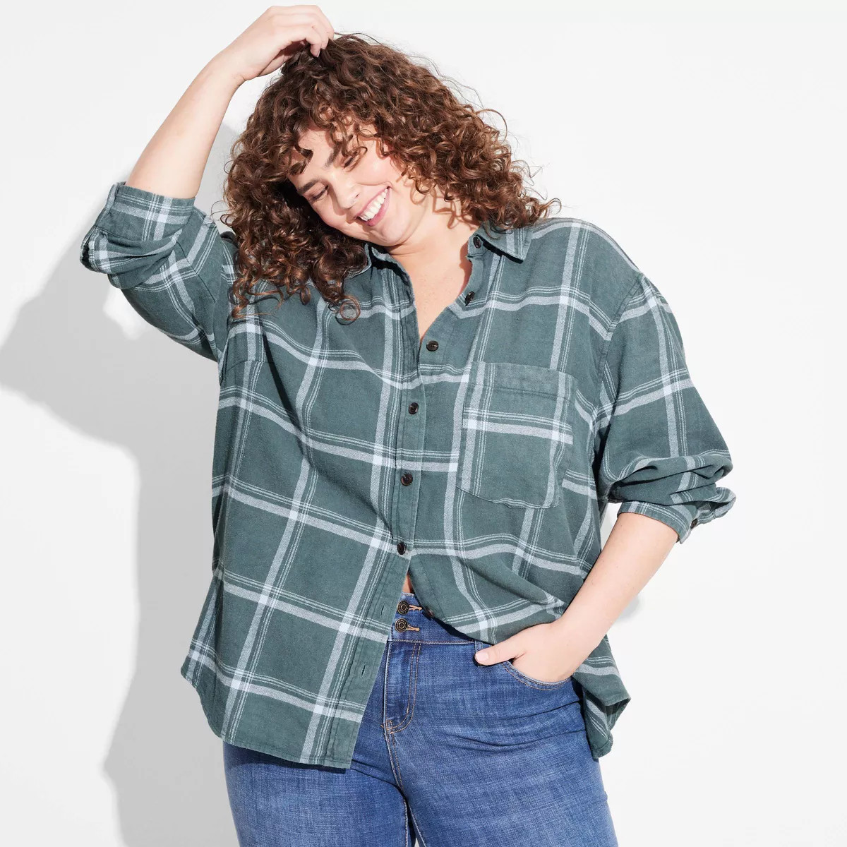 Women's Long Sleeve Oversized Flannel Button-Down Shirt - Wild Fable™ | Target