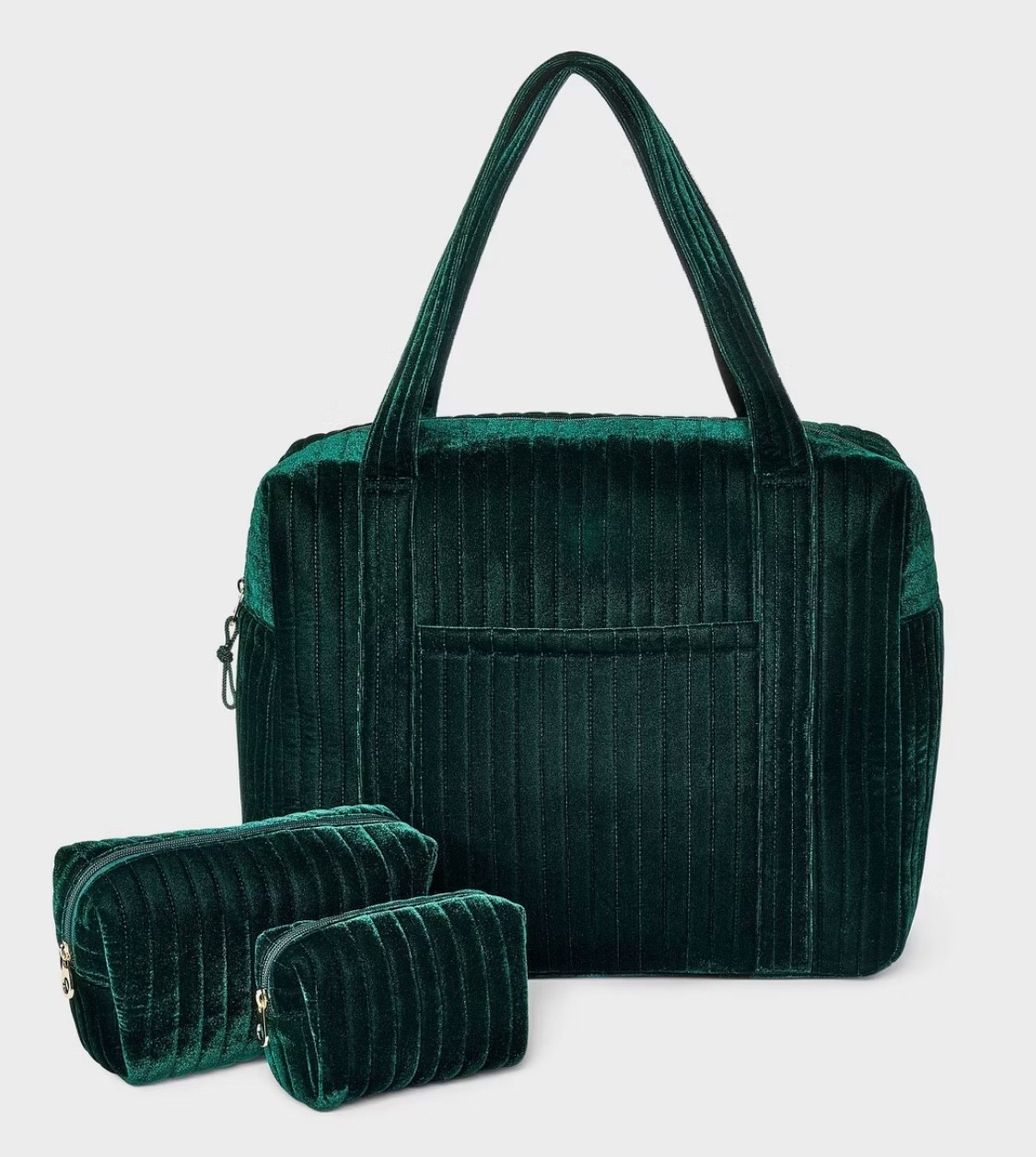 Emerald green weekend bag and cosmetic pouches.  Great Christmas gift for the traveler! 

#LTKFindsUnder50 #LTKHoliday #LTKGiftGuide