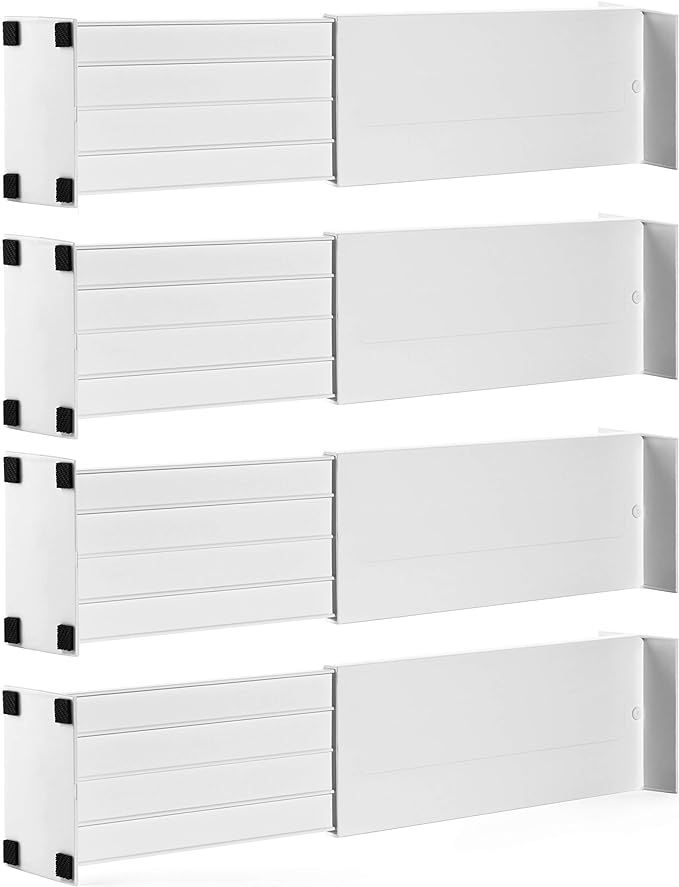 Dial Industries Adjustable Spring Loaded Drawer Dividers, Set of 4, White | Amazon (US)
