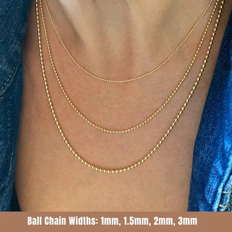 14K Gold Filled Ball Chain Necklace: Delicate Bead Chains 1mm 1.5mm 2mm 3mm widths | Etsy (Global)