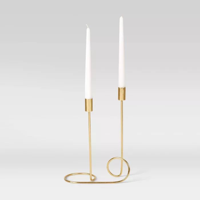 12" x 8.5" Iron Taper Candle Holder Gold - Project 62™ | Target