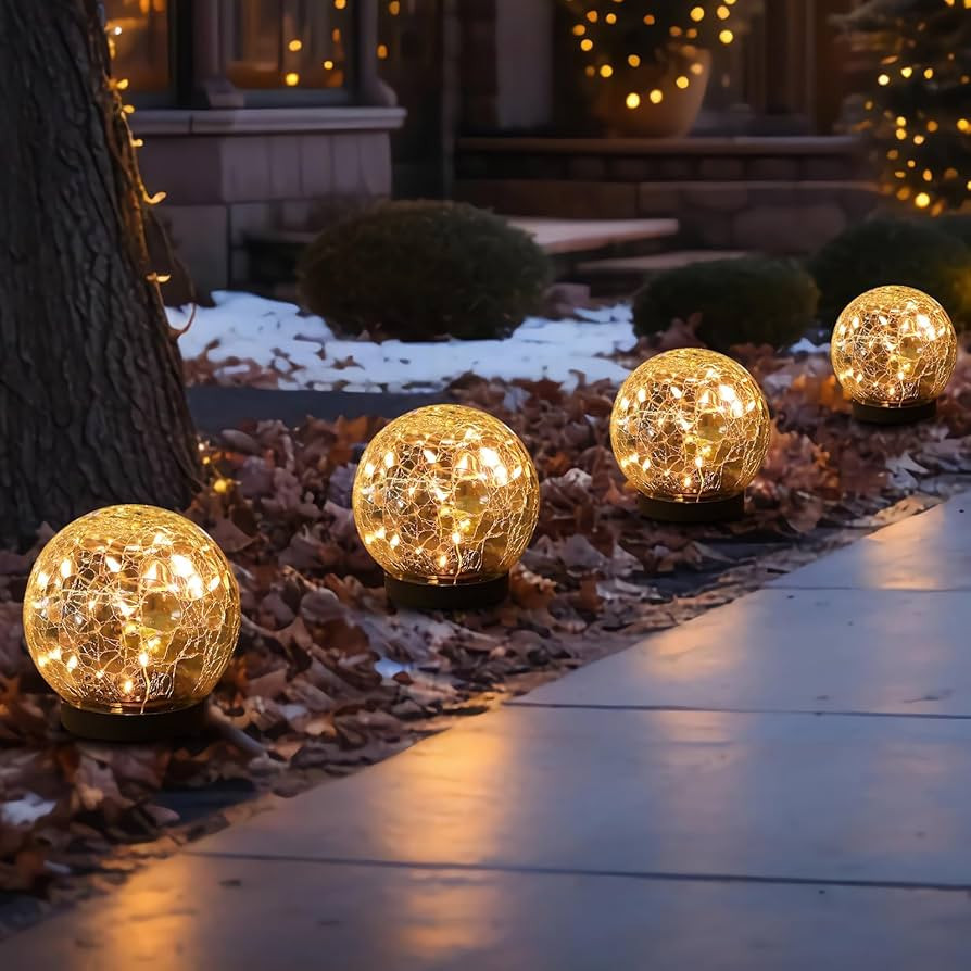 Solar Globe Lights Outdoor Waterproof-Solar Balls-Solar Garden Lights-Orbs for Outside 4 Pack Cra... | Amazon (US)