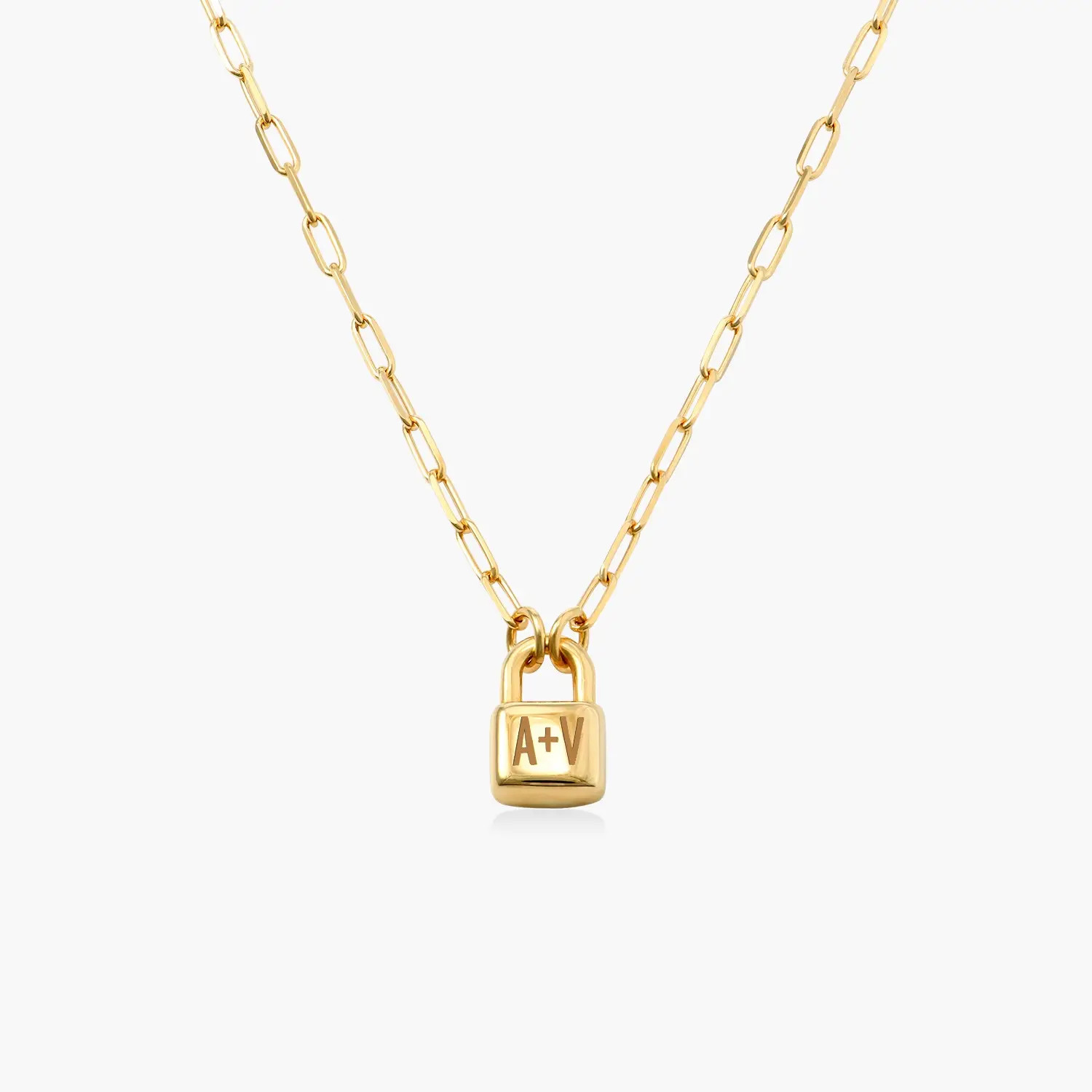 Initial Lock Necklace in Vermeil | Oak & Luna (US)