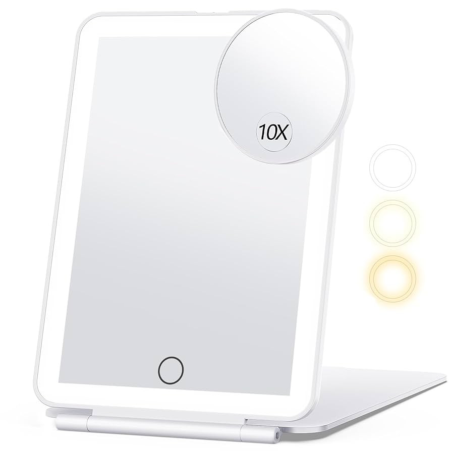 Rechargeable Makeup Mirror for Travel, Vanity Mirror with 80LEDs, 3 Color Light, 2000mAh Battery,... | Amazon (US)