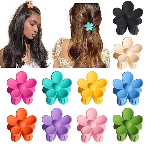 Palksky Small Flower Hair Claw Clips for Women Girls Kids, 10 PCS Tiny Hair Claw Clips for Thin/M... | Amazon (US)