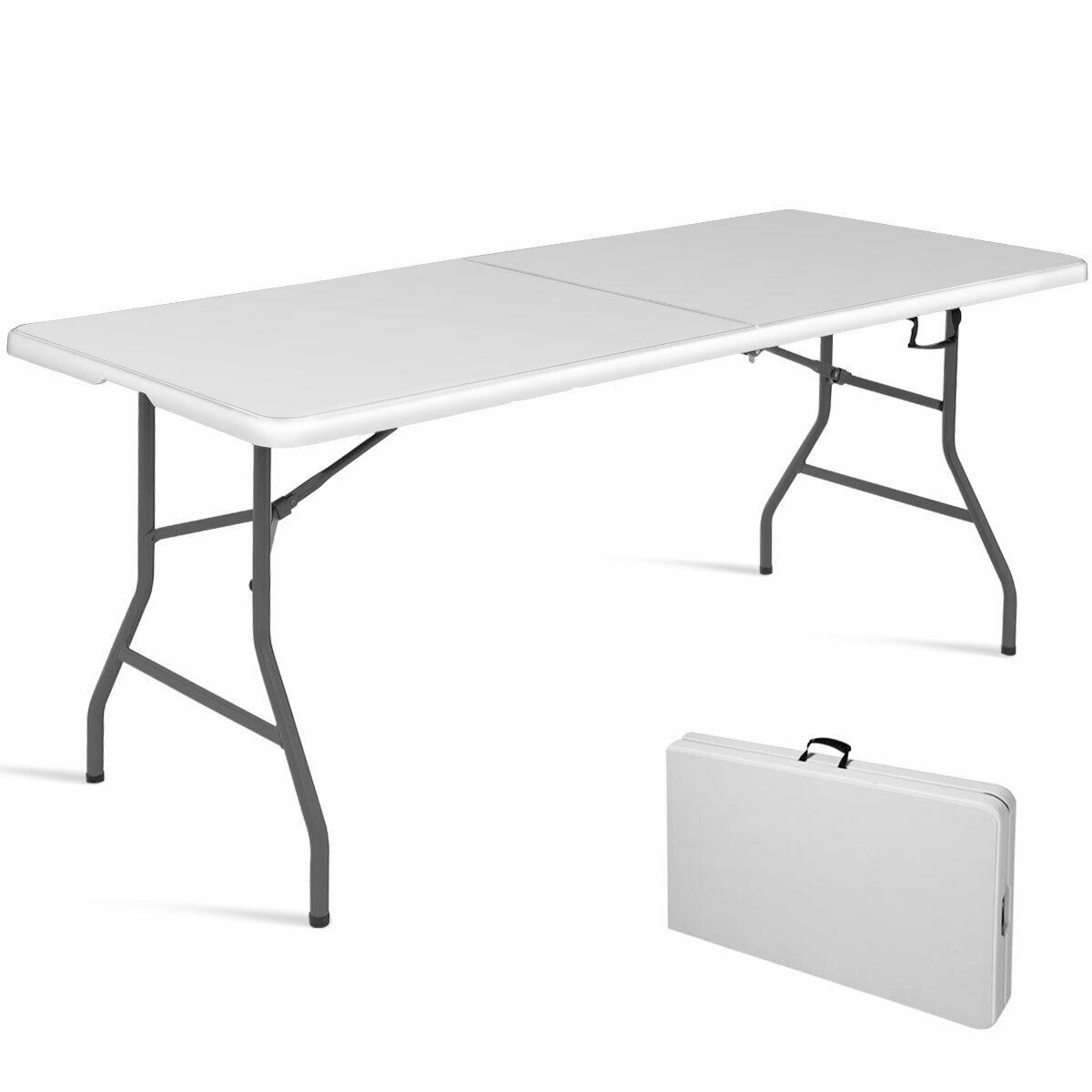 Costway 6' Folding Table Portable Plastic Indoor Outdoor Picnic Party Dining Camp Tables White/Bl... | Target