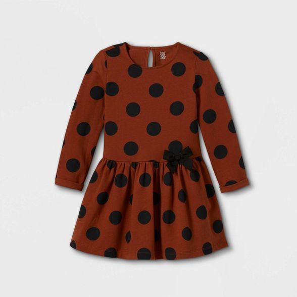 Toddler Girls' Dots Long Sleeve Dress - Just One You® made by carter's Brown/Black | Target