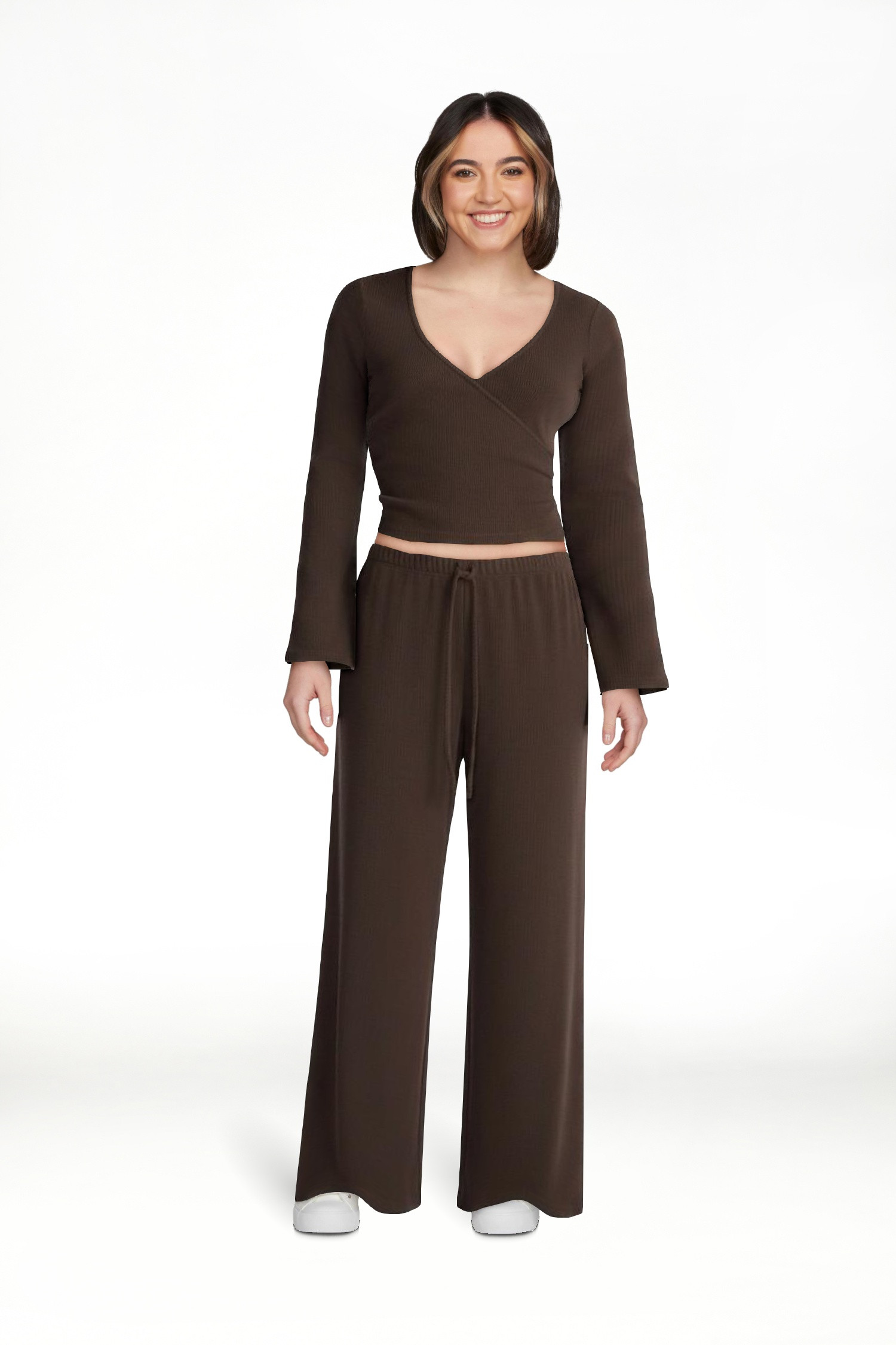 No Boundaries Ribbed Ballet Top and Flare Pants Set, 2 Piece, Women's XXS-XXL | Walmart (US)