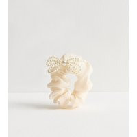 Cream Faux Pearl Bow Scrunchie New Look | New Look (UK)