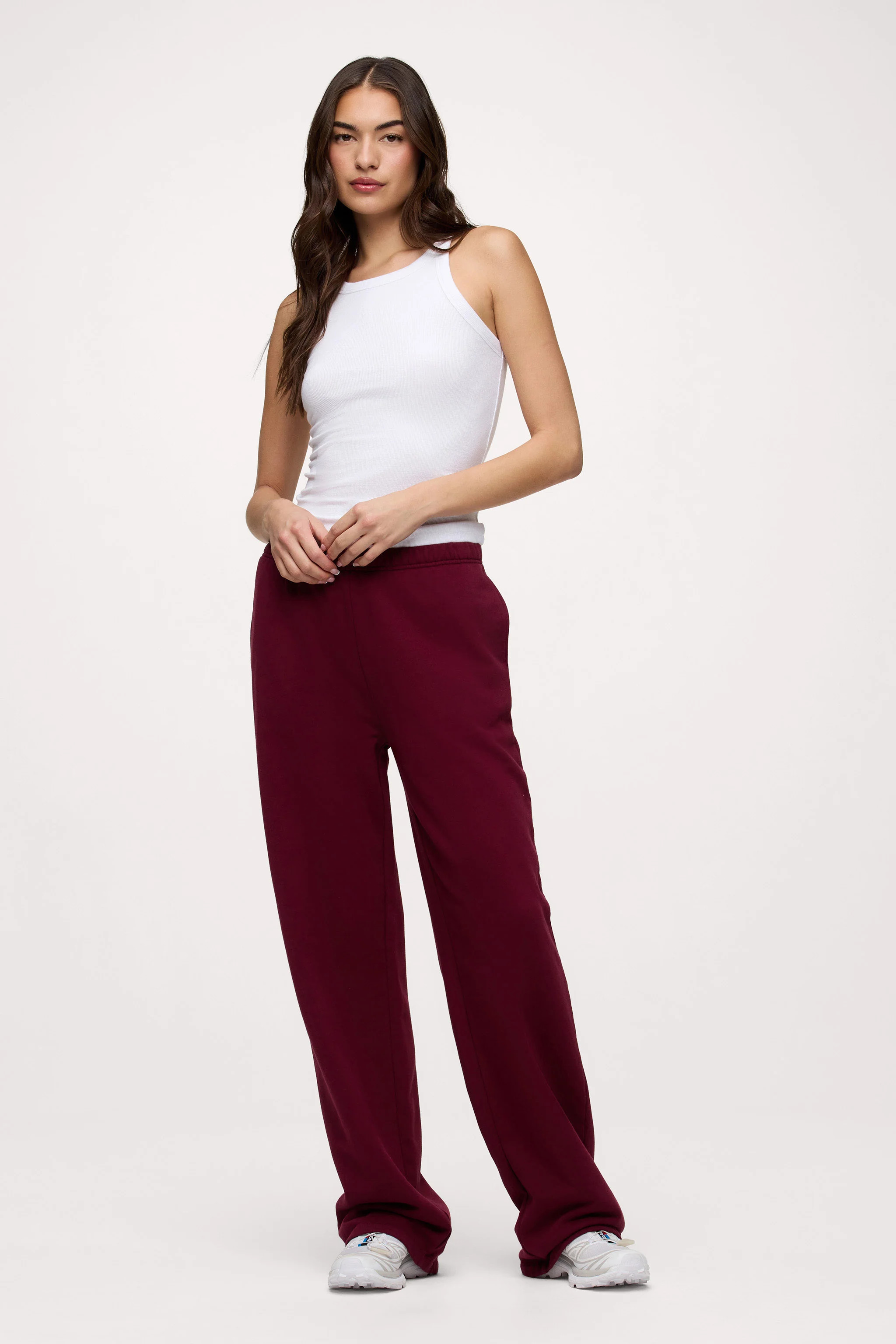 Core Fleece Wide Leg Sweatpant | Ruby | Nuuds US