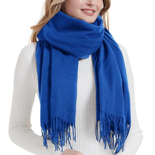 Landisun Scarf for Women-Winter Pashmina-Shawl Wraps Scarf Winter Women Cashmere-Scarf Wedding Scarf-Blue | Amazon (US)