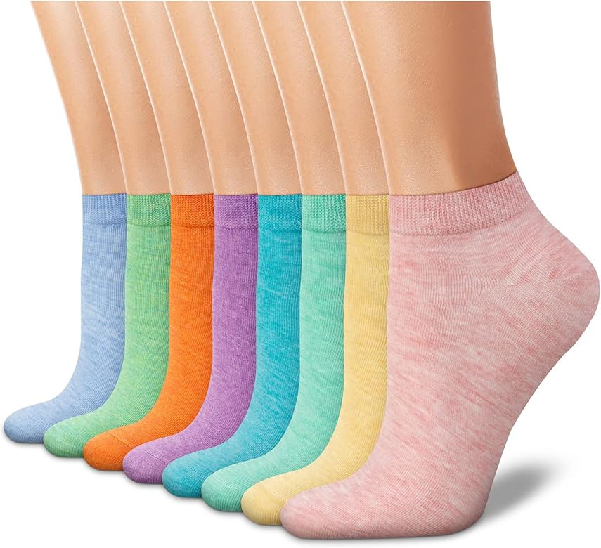 CHARMKING 8 Pairs Ankle Socks for Women Non Slip Cotton Socks No Show Socks Classic Low Cut Casua... | Amazon (US)