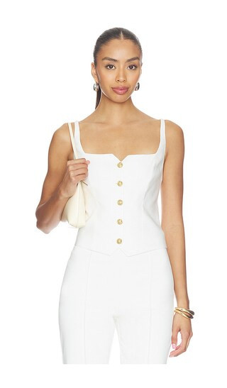 Alice + Olivia Esma Cropped Top in White. - size 6 | Revolve Clothing (Global)