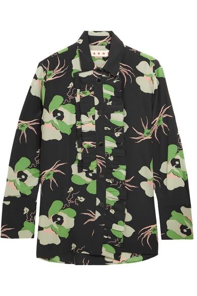 Ruffled floral-print silk crepe de chine blouse | NET-A-PORTER (UK & EU)