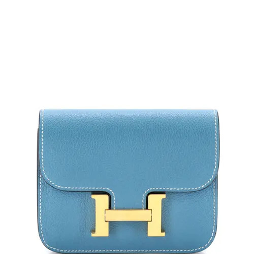 Pre-Owned Hermes Constance Slim Wallet Evercolor in Blue at Nordstrom | Nordstrom