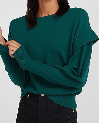 Capped Sleeve Crew Neck Sweater | Express