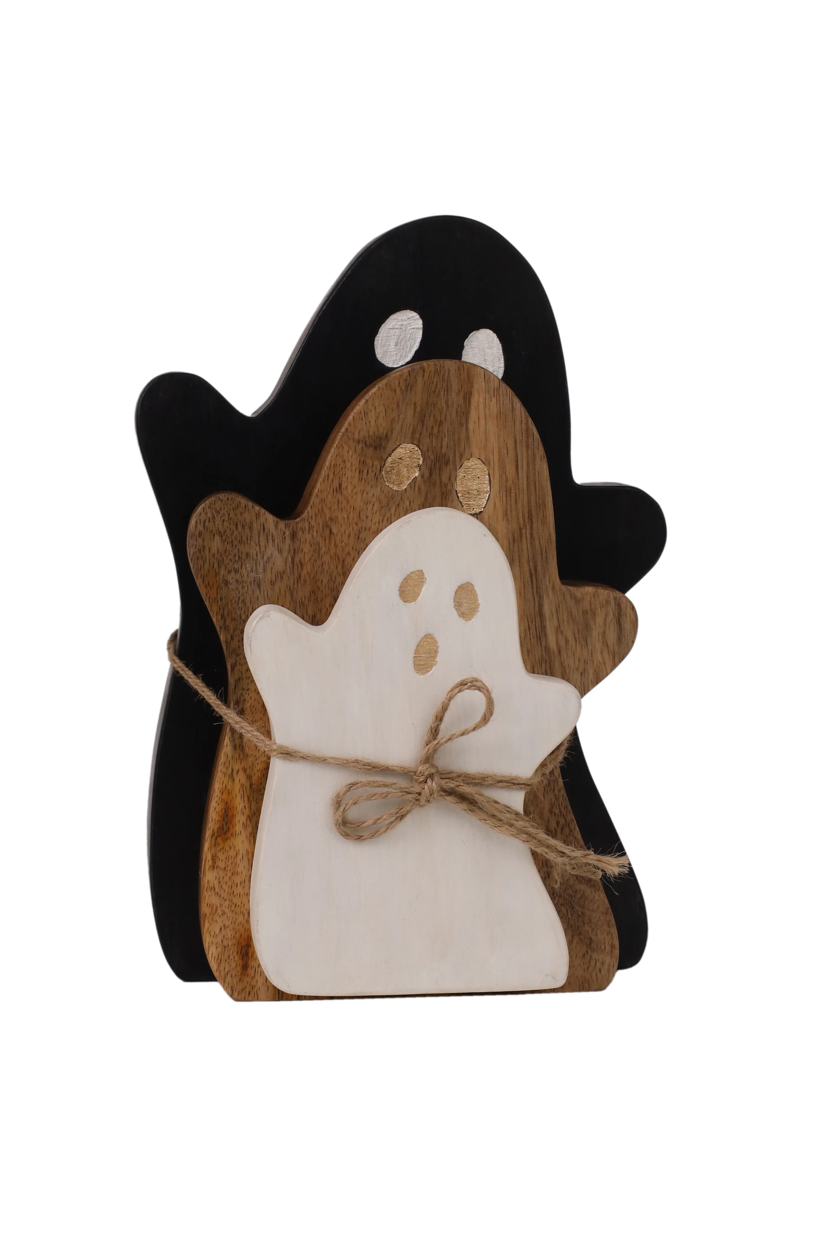 Wood Ghost Centerpiece Decoration Set, Black/Natural/White, 3 Pieces, Fall by Way To Celebrate | Walmart (US)