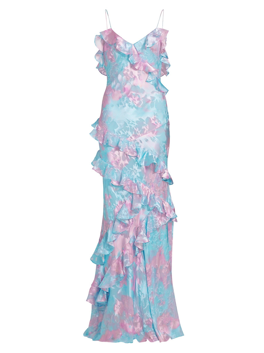 Women's Rialto Ruffle Floral Silk-Blend Dress - Cotton Candy Swirl - Size 0 | Saks Fifth Avenue