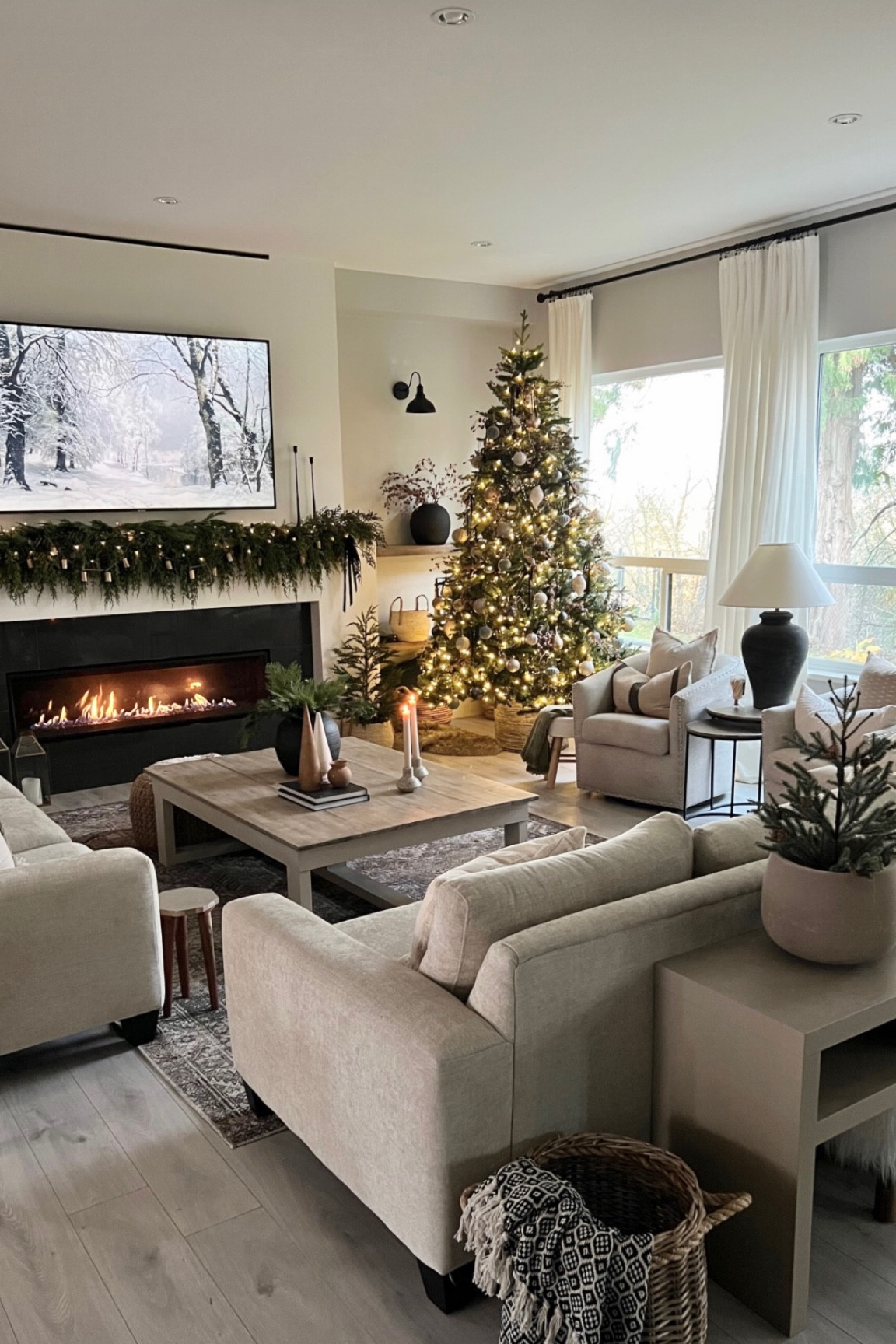 My Christmas living room. Still playing around with the holiday decor! 
Tree, garland, ornaments, decorating 

#LTKHoliday #LTKSeasonal