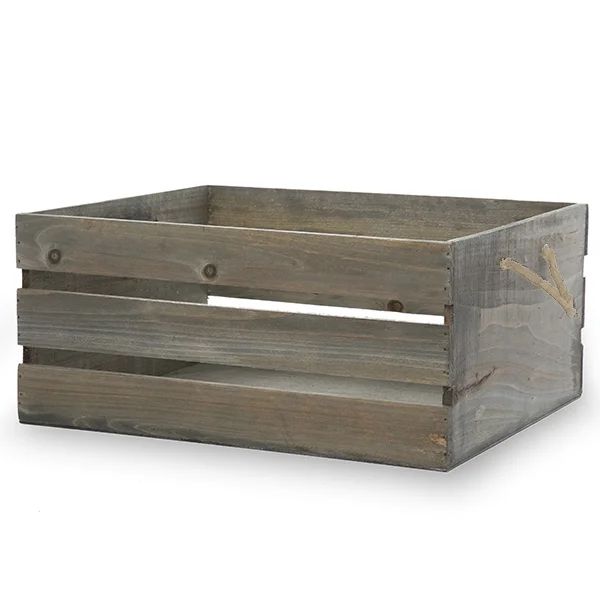 Antique Grey Wooden Crate Storage Box with Rope Handles 15in | Walmart (US)