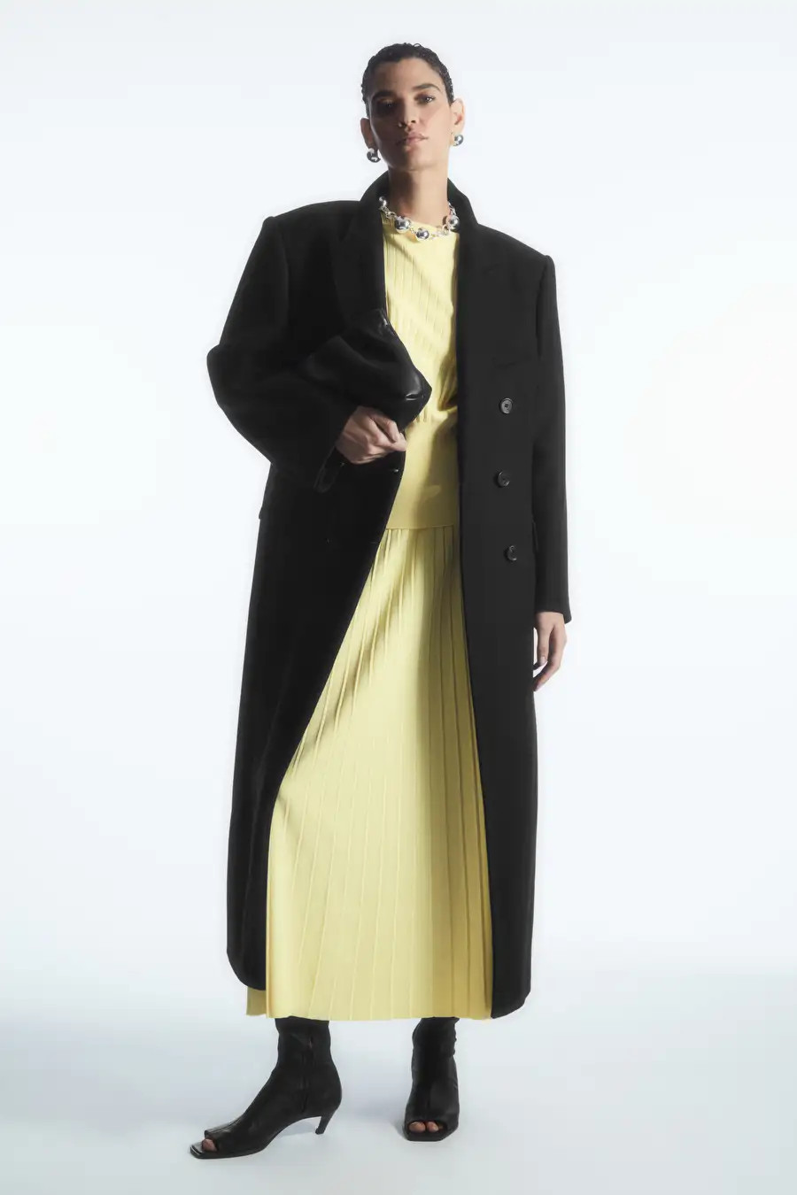 OVERSIZED DOUBLE-BREASTED WOOL COAT - BLACK - COS | COS UK
